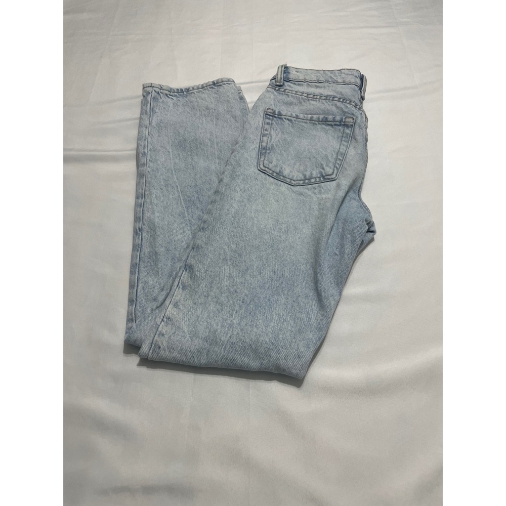 Bershka High Waisted Straight Leg Jeans Womens Size 00 Acid Wash Denim